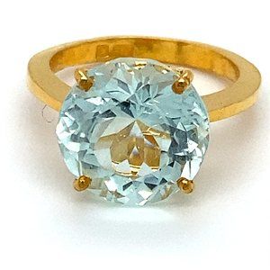 Aquamarine 7.45ct Solid 22K Yellow Gold Ring